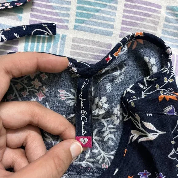 Navy Blue Floral Printed Top - Picture 3 of 3